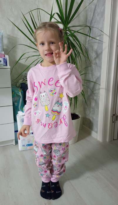 Фотография покупателя товара Пижама для девочки, цвет розовый рост 92 см - Фото 1
