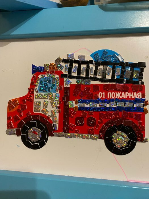 Фотография покупателя товара Мозаика стикерная форменная «Пожарная машина» - Фото 1
