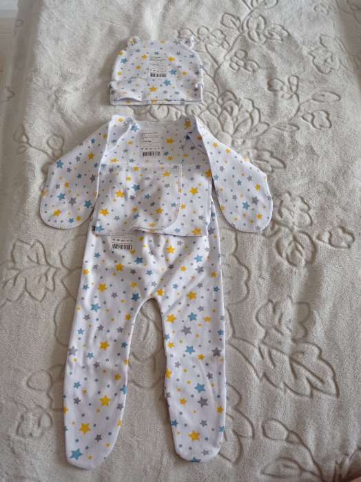 Фотография покупателя товара Ползунки детские, цвет белый/синий, рост 62 см - Фото 2