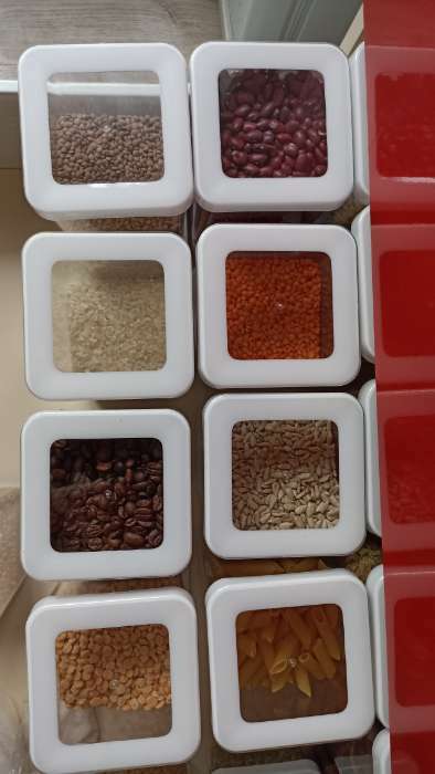 Фотография покупателя товара Контейнер для сыпучих продуктов «Степ», 1 л, 10×10×14 см, цвет белый - Фото 17