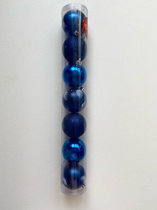 Фотография покупателя товара Ёлочные игрушки «Воздушные перья», шары новогодние, d=6 см, набор 7 шт., синий - Фото 1