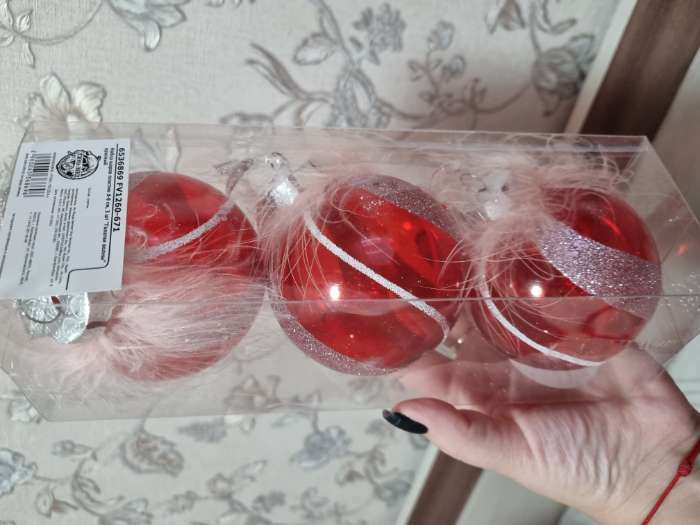 Фотография покупателя товара Ёлочные игрушки «Галатея снежинка», шары новогодние, d=8 см, 3 шт., серебристо-белый - Фото 5