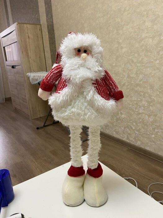 Фотография покупателя товара Мягкая игрушка "Дед Мороз в пышной шубе" 19*55 см (в сложенном виде 37 см), красно-белый - Фото 5