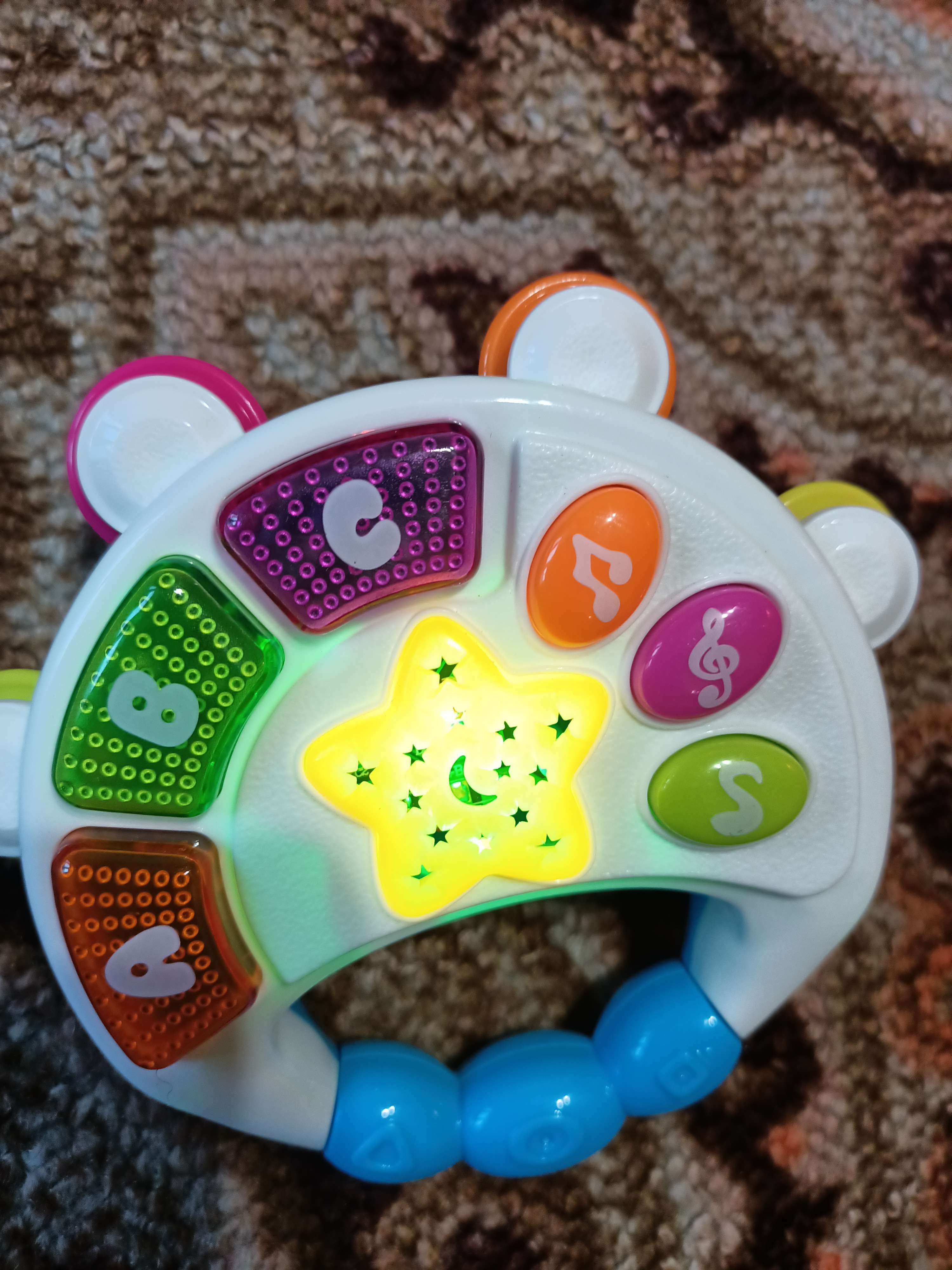 Фотография покупателя товара Музыкальная игрушка «Бубен», световые и звуковые эффекты, цвет МИКС