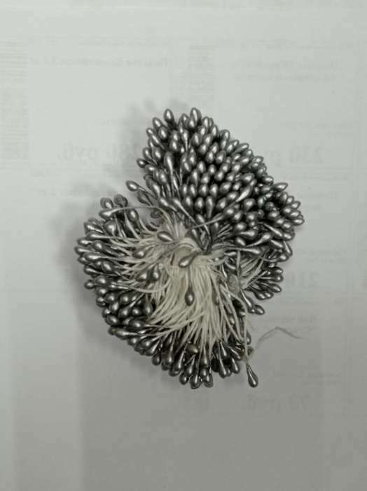 Фотография покупателя товара Тычинки для цветов "Капельки глянец тёмно-серебристые" набор 300 шт длина 6 см - Фото 1