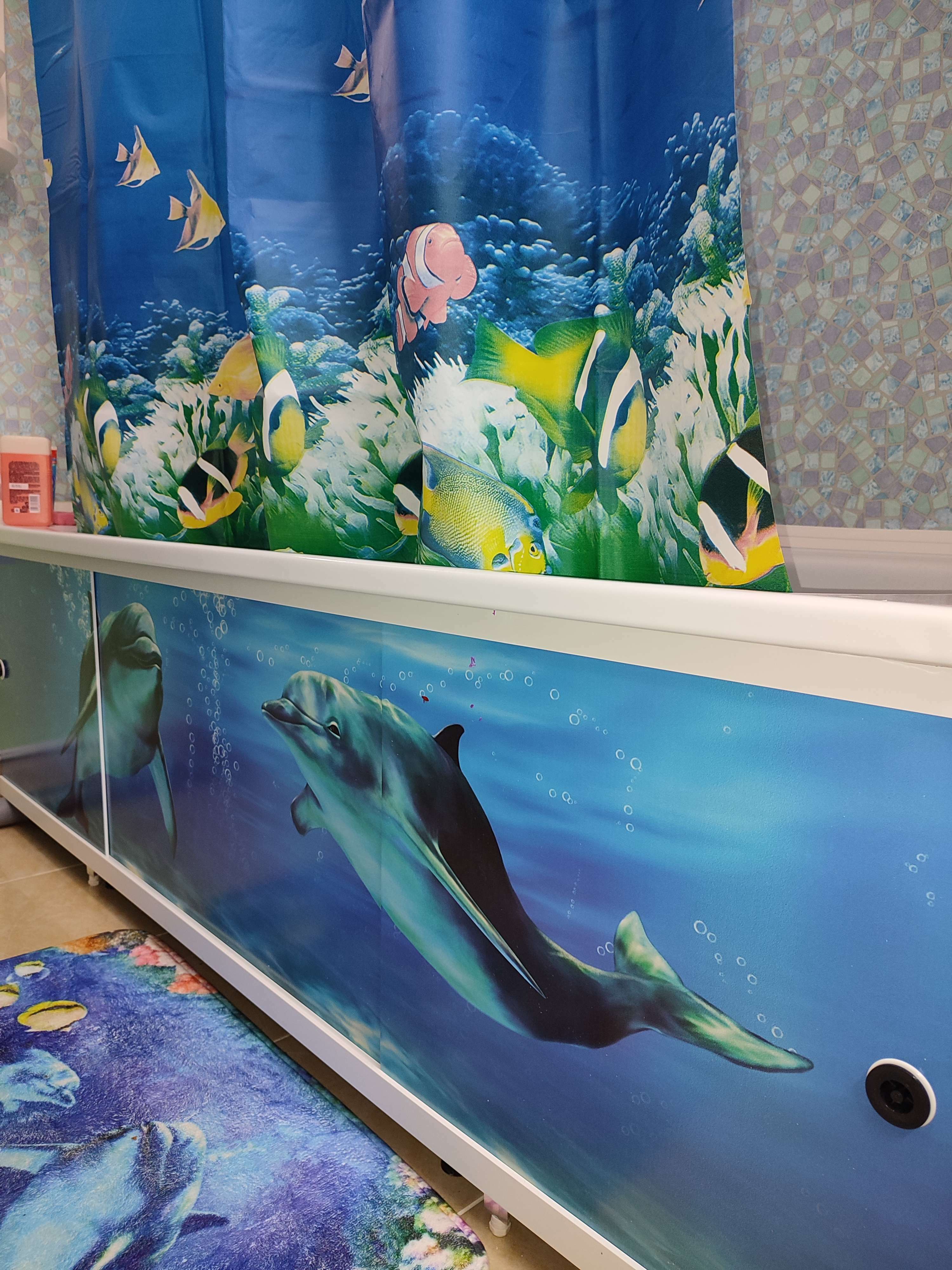 Фотография покупателя товара Экран для ванны "Ультра легкий АРТ" Дельфины, 168 см - Фото 1