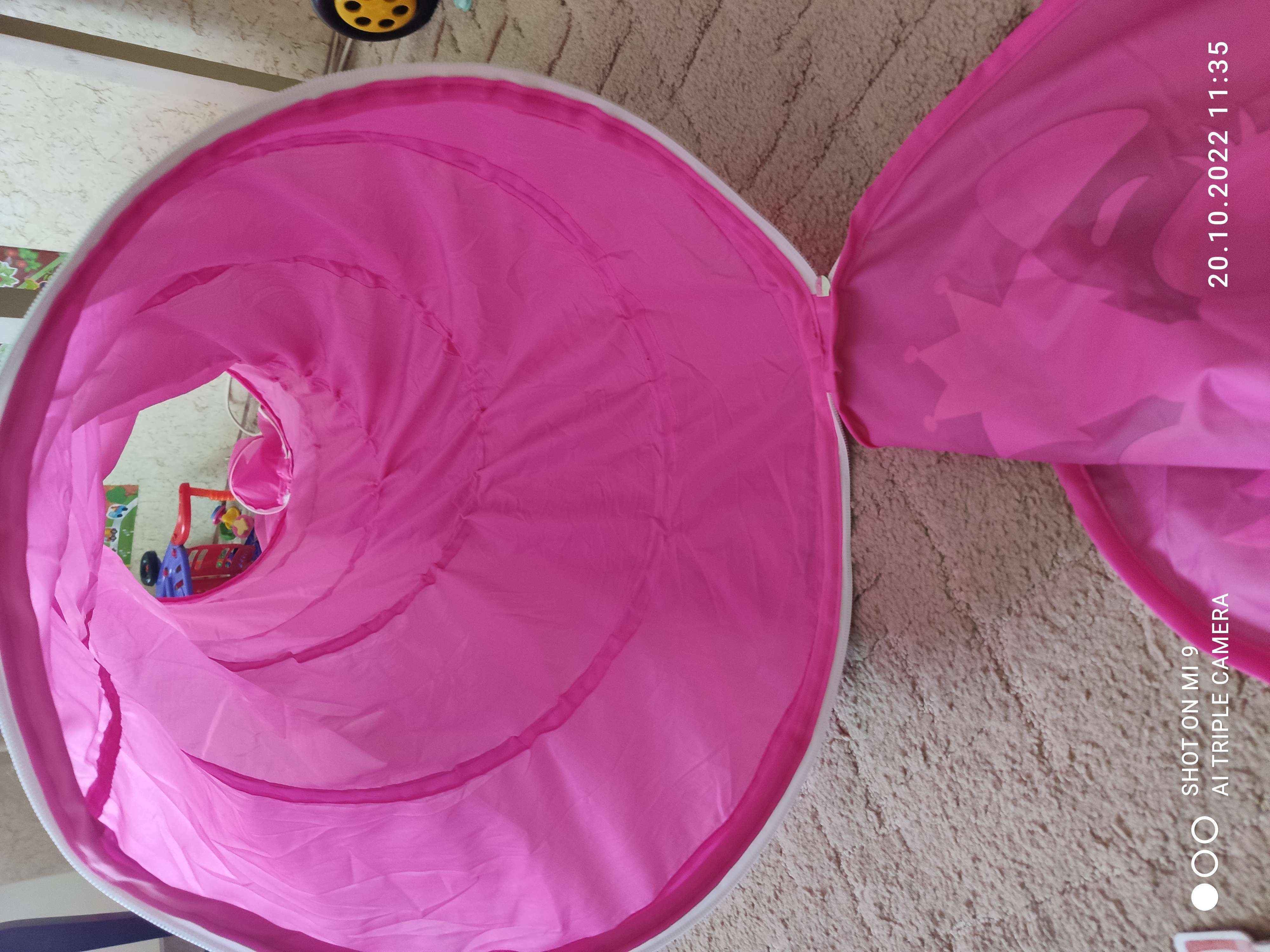 Фотография покупателя товара Игровой тоннель для детей «Кот», цвет розовый - Фото 2