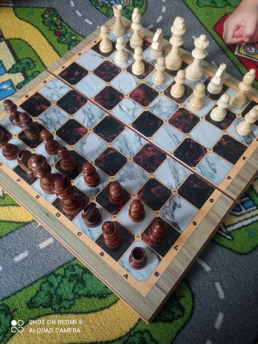 Фотография покупателя товара Настольная игра 3 в 1 "Мрамор": шахматы, шашки, нарды, доска дерево 40 х 40 см - Фото 6