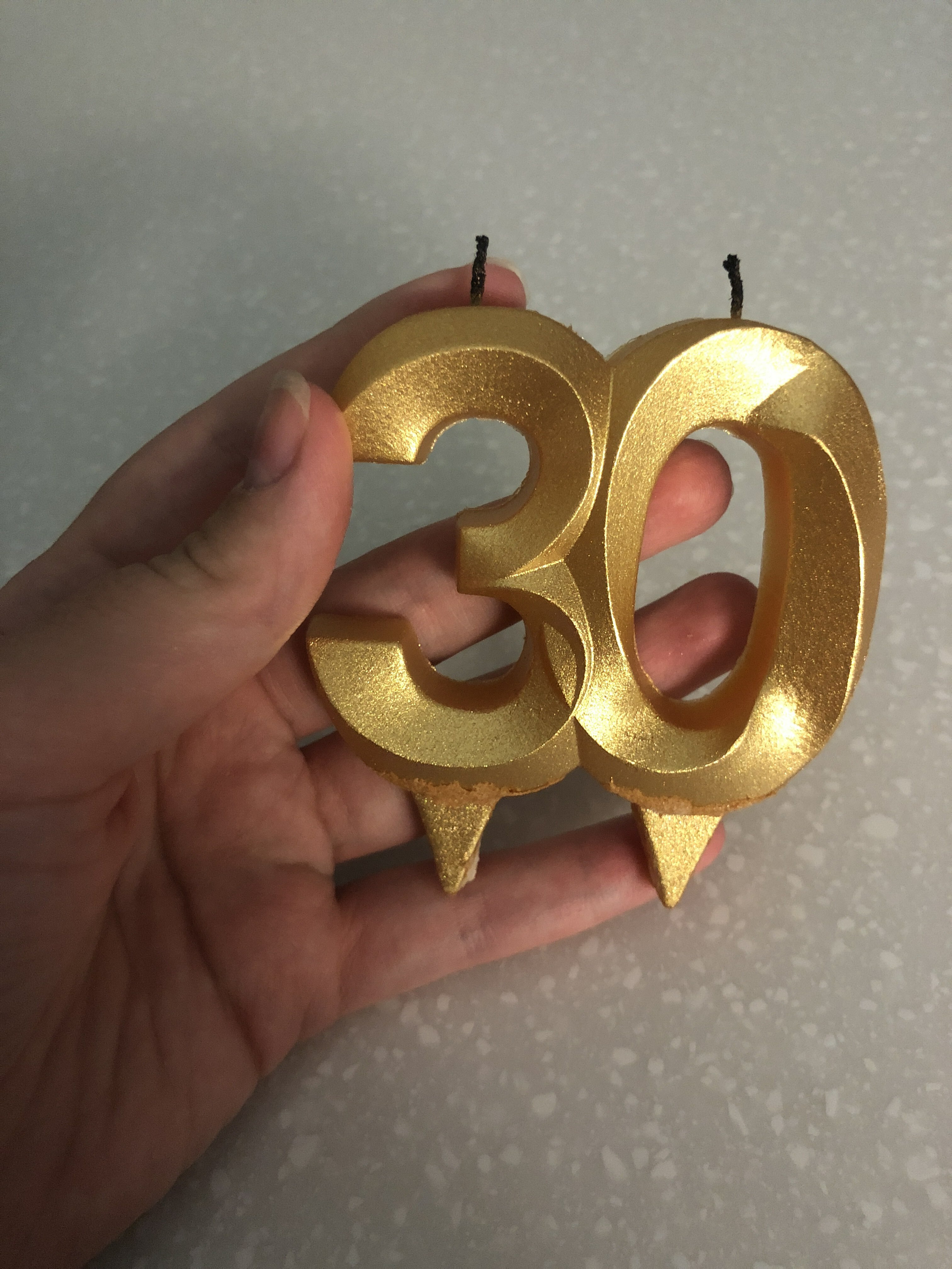 Фотография покупателя товара Свеча в торт юбилейная "Грань", цифра 30, золотой металлик, 6,5 см