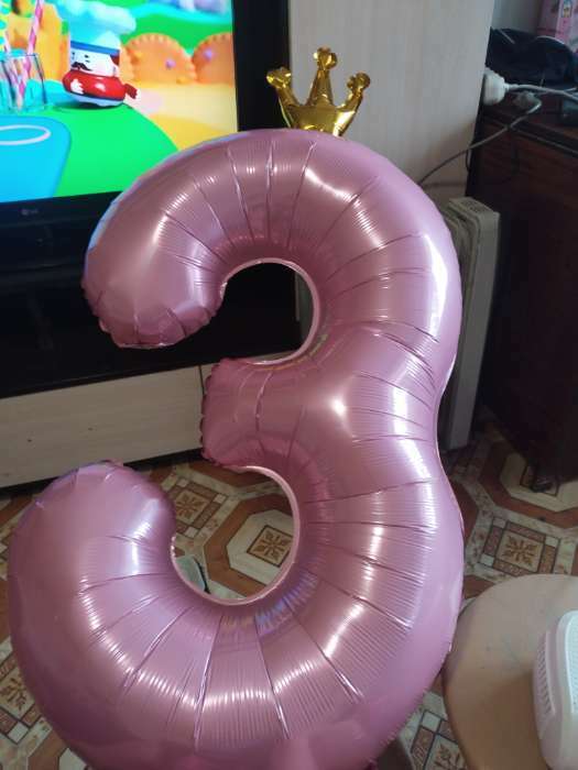 Фотография покупателя товара Шар фольгированный 40" «Цифра 3 с короной», цвет розовый - Фото 14
