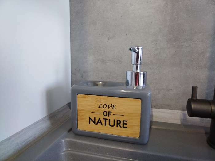 Фотография покупателя товара Дозатор для моющего средства с подставкой для губки SAVANNA «Природа», 450 мл, цвет серый - Фото 1