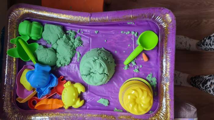 Фотография покупателя товара Надувная песочница для детской площадки, с блёстками, 60х45 см, цвет сиреневый