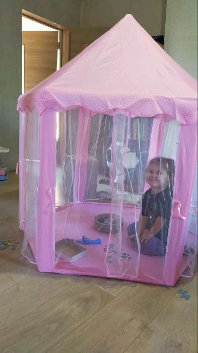 Фотография покупателя товара Палатка детская игровая «Шатер» розовый 140×140×135 см - Фото 1