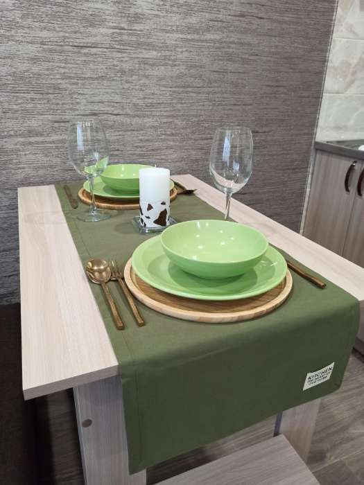 Фотография покупателя товара Дорожка на стол Этель Kitchen 40х150 см, цвет зелёный, 100% хлопок, саржа 220 г/м2 - Фото 1