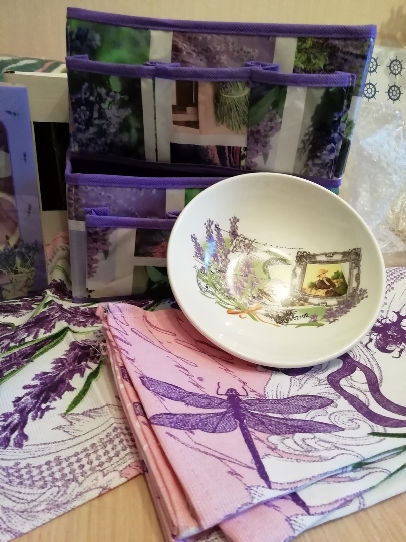 Фотография покупателя товара Бокс для мелочей «Лаванда», 3 кармана, 25×15×12 см, цвет фиолетовый - Фото 1