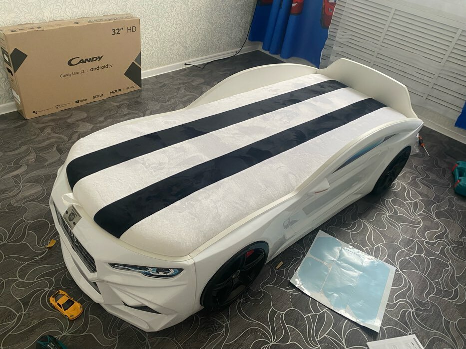 Фотография покупателя товара Кровать Romeo-M, мультибренд, цвет белый, фары, ящик, «ОртоМатрас»