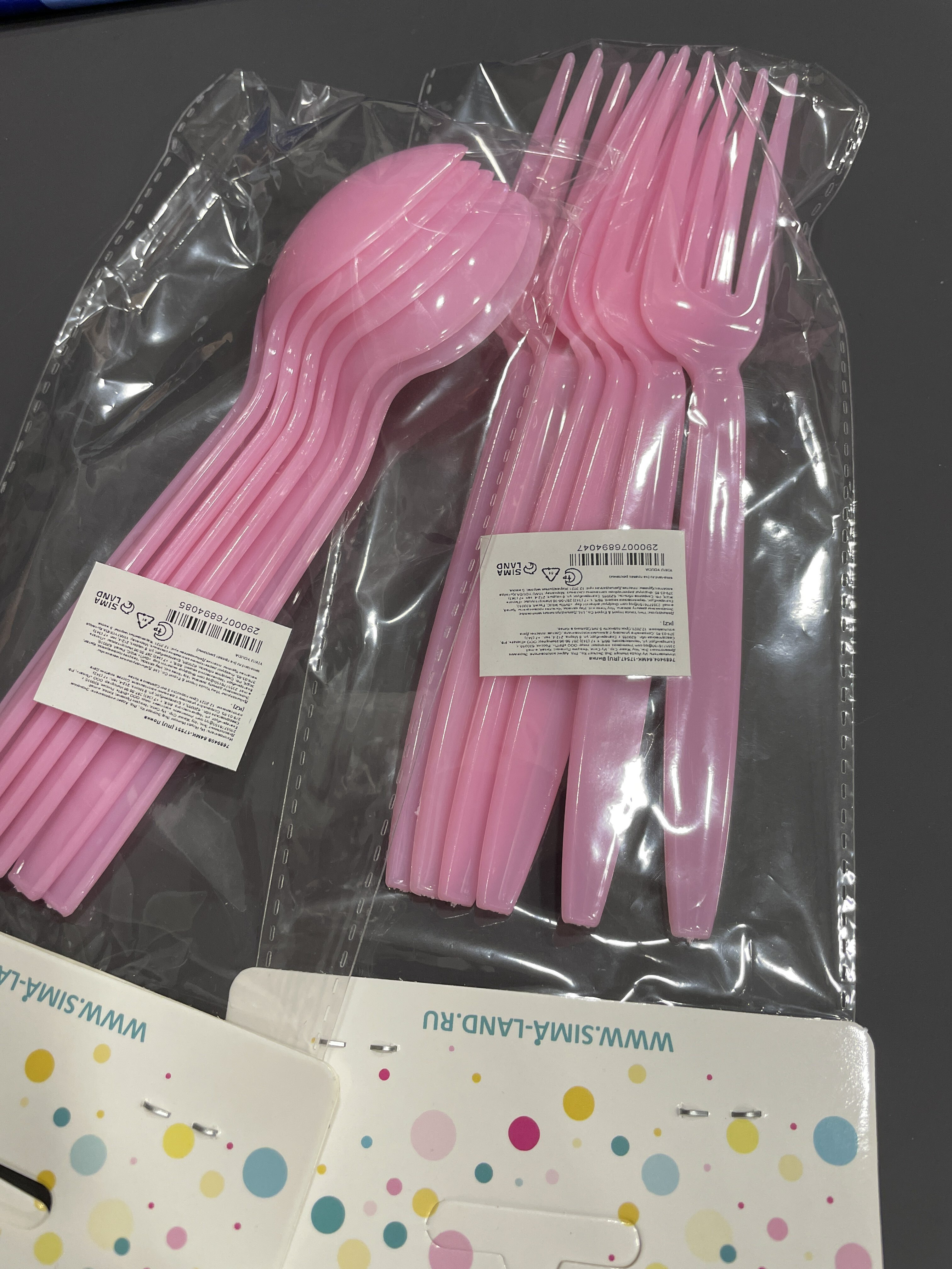 Фотография покупателя товара Вилки пластиковые, 6 шт., цвет розовый - Фото 2