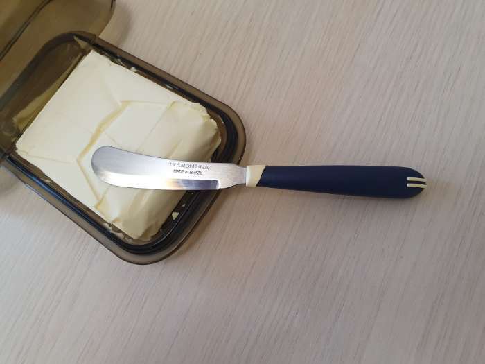 Фотография покупателя товара Нож кухонный для масла Multicolor, лезвие 7,5 см, сталь AISI 420, цвет синий - Фото 3