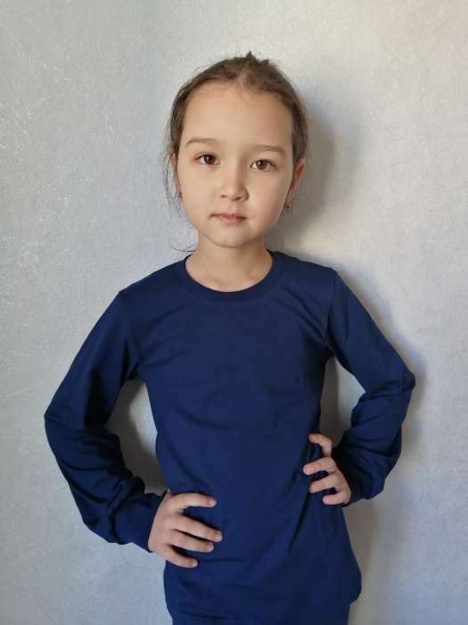 Фотография покупателя товара Лонгслив детский MINAKU: Basic line цвет темно-синий, рост 134 - Фото 1