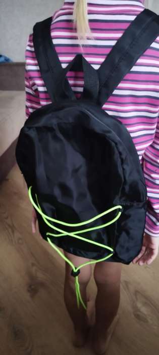 Фотография покупателя товара Рюкзак текстильный со шнуровкой, цвет чёрный - Фото 2
