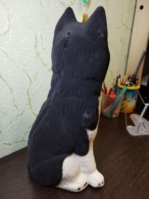 Фотография покупателя товара Копилка "Собака Хаски", белый цвет, флок, керамика, 39 см