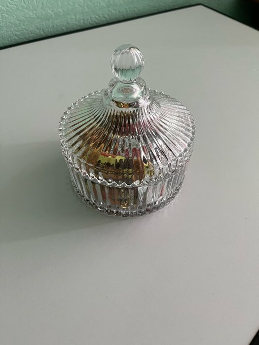 Фотография покупателя товара Конфетница стеклянная с крышкой Доляна «Царская», 550 мл, 13,5×15 см