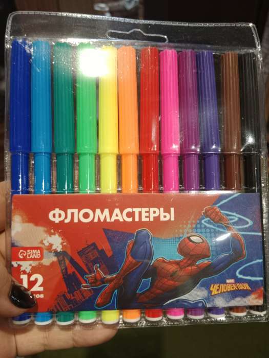 Фотография покупателя товара Фломастеры, 12 цветов, Человек-паук