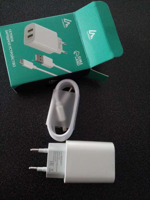 Фотография покупателя товара Сетевое зарядное устройство LuazON LCC-96, 2 USB, 2 A, кабель Type-C, белое