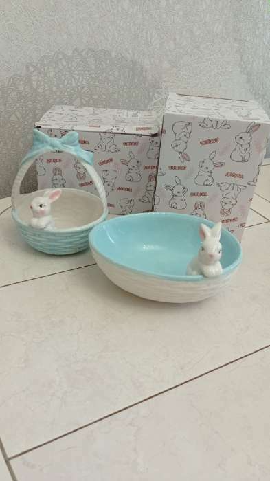 Фотография покупателя товара Конфетница Доляна «Зайка», 350 мл, цвет голубой - Фото 8