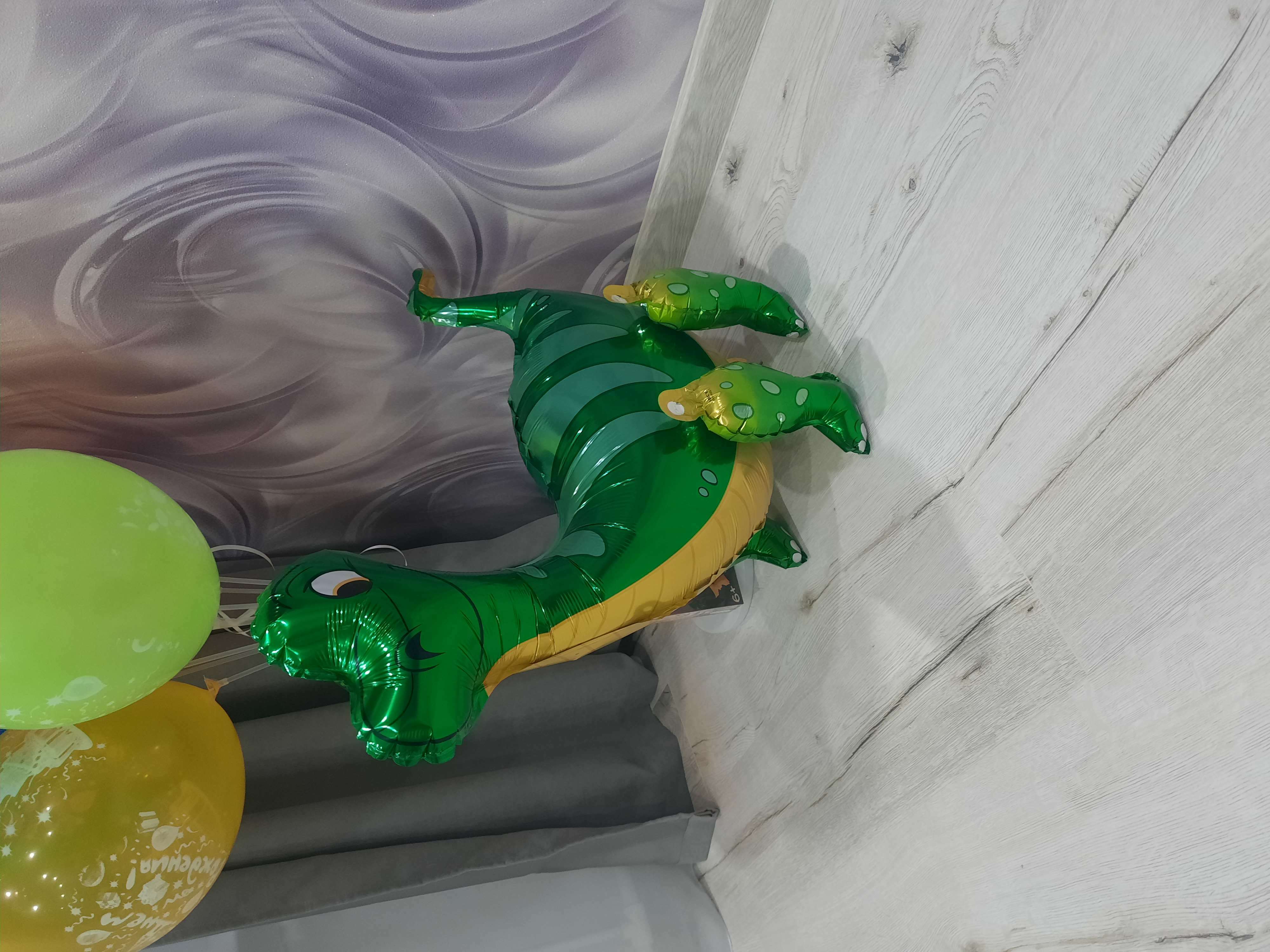 Фотография покупателя товара Шар фольгированный 25" «Динозавр брахиозавр», цвет зелёный - Фото 5