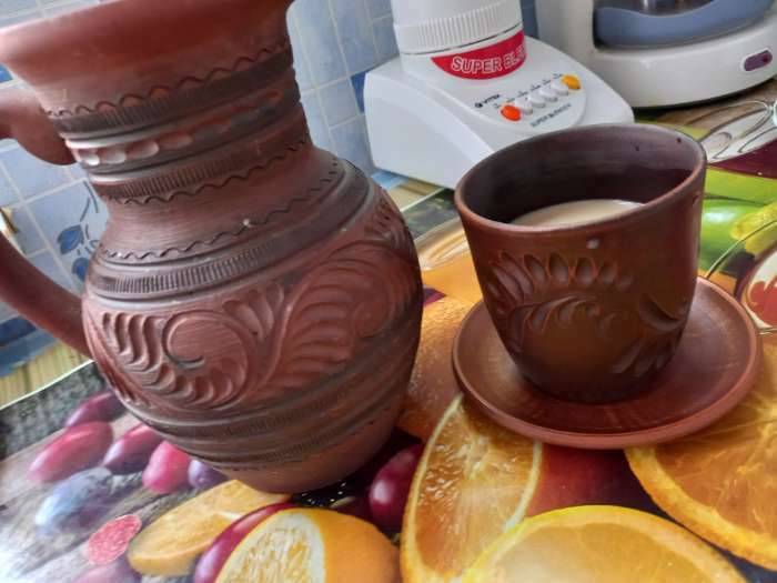 Фотография покупателя товара Стакан "Резной", декор, красная глина, 0.35 л, ручная работа