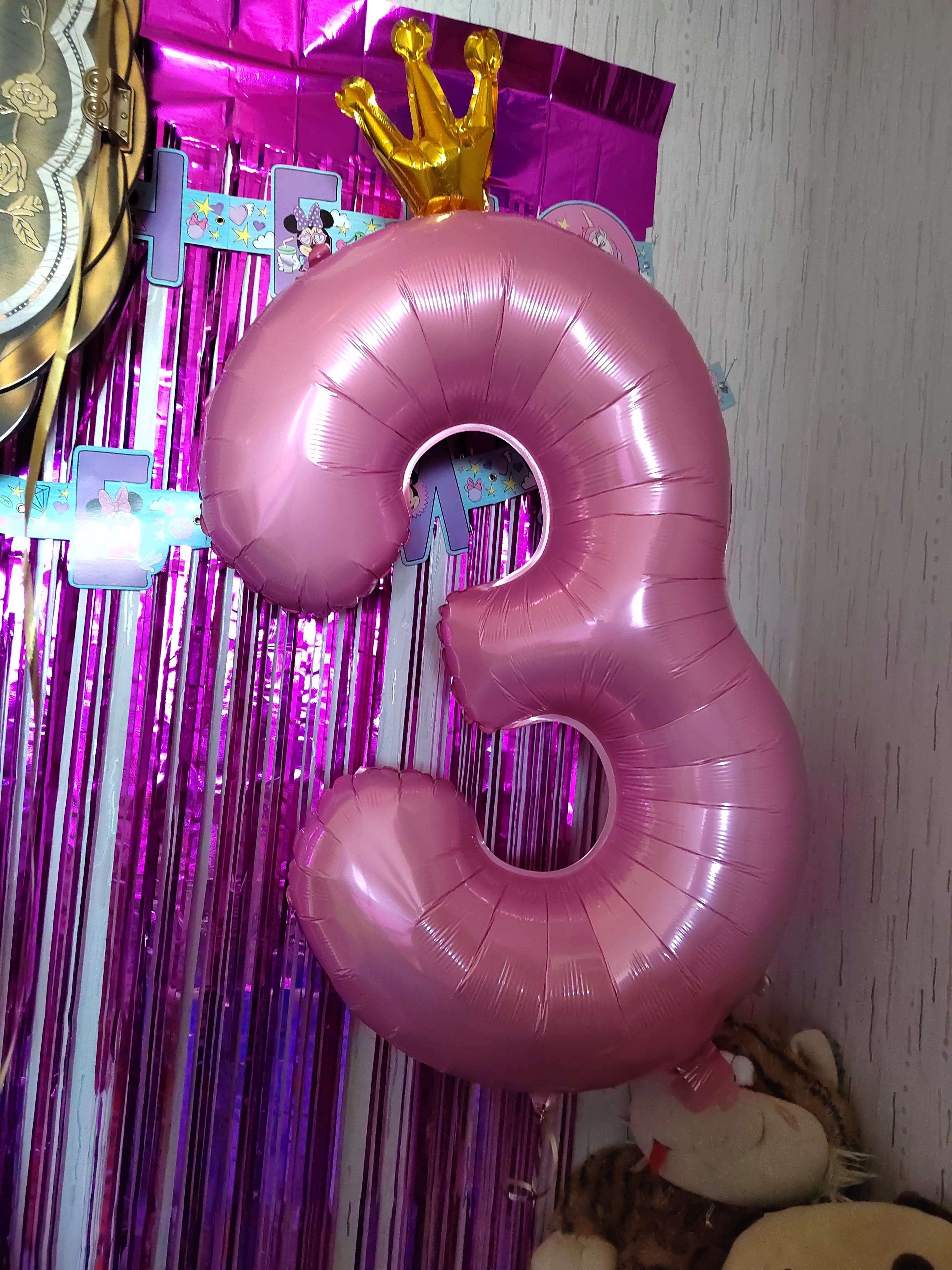 Фотография покупателя товара Шар фольгированный 40" «Цифра 1 с короной», цвет розовый - Фото 12