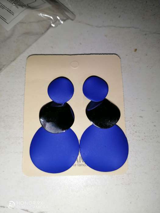 Фотография покупателя товара Серьги металл «Азелия» круги, трио, цвет синий в серебре