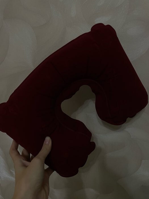 Фотография покупателя товара Подушка для шеи дорожная, надувная, 42 × 27 см, цвет МИКС - Фото 2