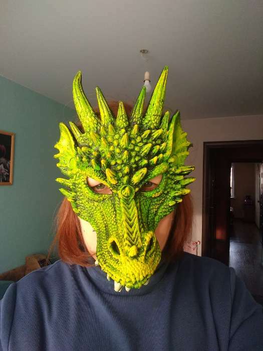 Фотография покупателя товара Карнавальная маска «Дракон», цвет зелёный