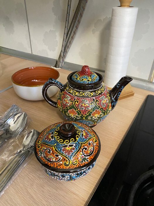 Фотография покупателя товара Чайник Риштанская керамика "Самарканд", 1 л, разноцветный микс - Фото 1