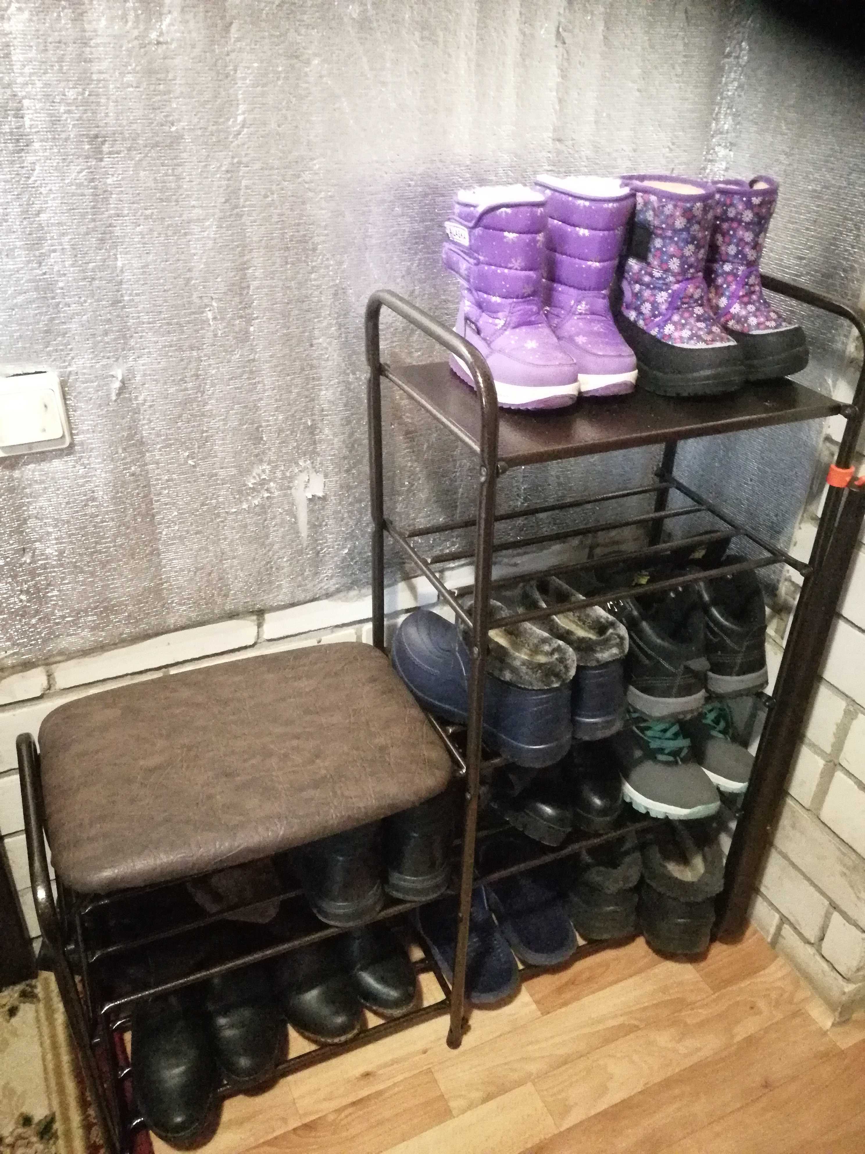 Фотография покупателя товара Подставка для обуви 5 ярусов 90×30×95 см, с сиденьем, цвет медный антик - Фото 1