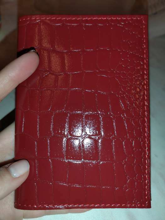 Фотография покупателя товара Обложка для паспорта, крокодил, цвет красный