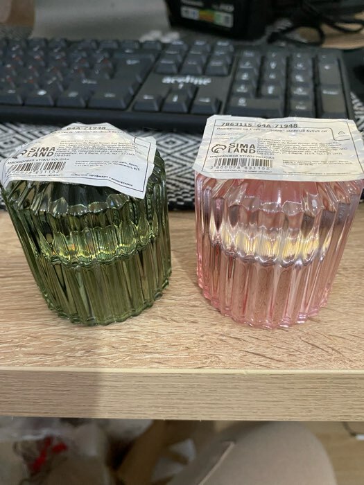 Фотография покупателя товара Подсвечник стекло на 1 свечу "Долли" d-2,5 см, 4 см зелёный 6х5х5 см - Фото 1