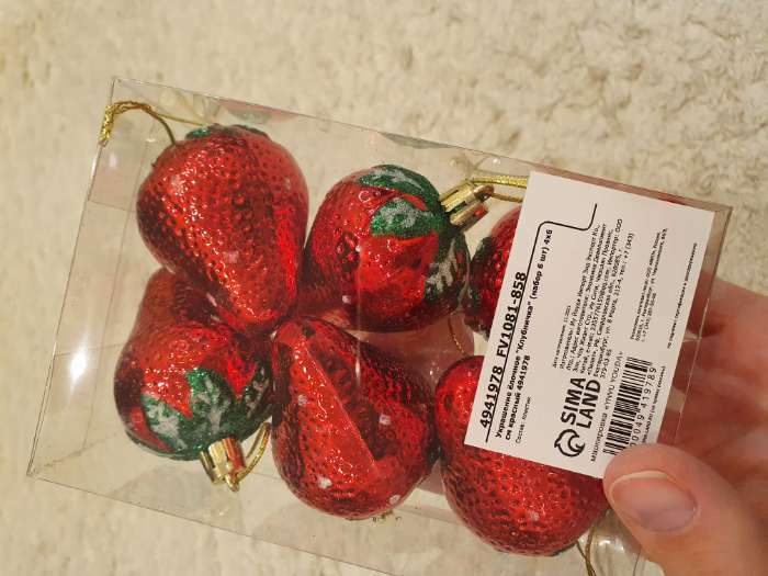 Фотография покупателя товара Ёлочные игрушки 6 шт. «Клубничка» 4×6 см, красный - Фото 17