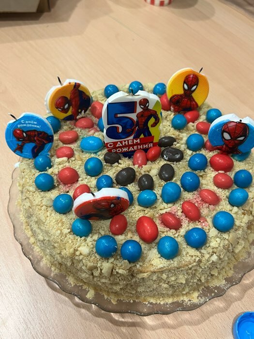 Фотография покупателя товара Свеча в торт набор, Человек-паук . 5 шт. - Фото 1