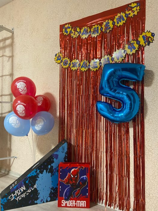 Фотография покупателя товара Шар воздушный "С Днем рождения!", 12 дюйм, латексный, 5 штук, Человек-паук - Фото 1