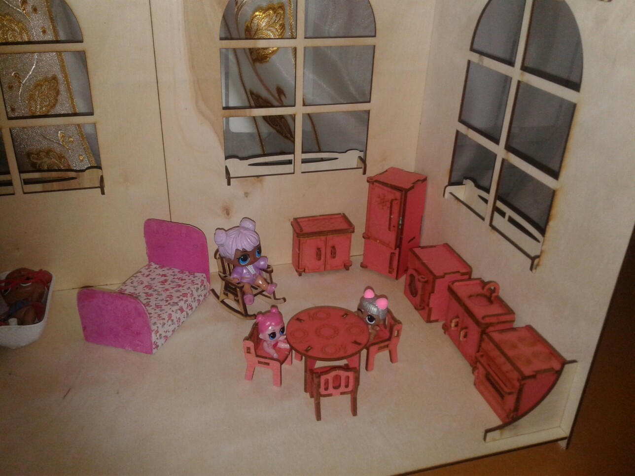 Фотография покупателя товара Набор кукольной мебели с гравировкой "Кухня", цвет МИКС