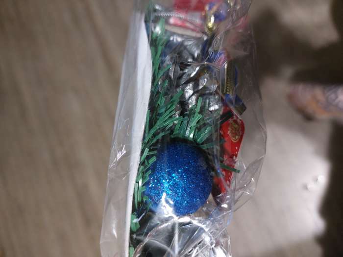 Фотография покупателя товара Венок новогодний d-22 см "Синие банты и шарики" - Фото 4