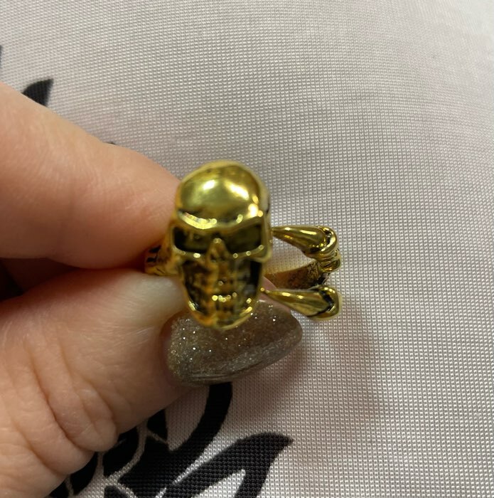Фотография покупателя товара Кольцо «Перстень» череп, цвет чернёное золото, безразмерное
