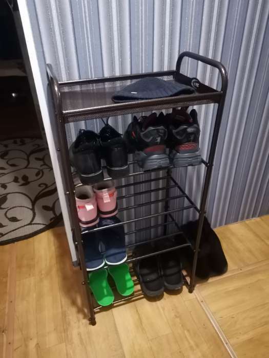 Фотография покупателя товара Подставка для обуви, 5 ярусов, 45×30×95 см, цвет медный антик, корзина микс - Фото 1