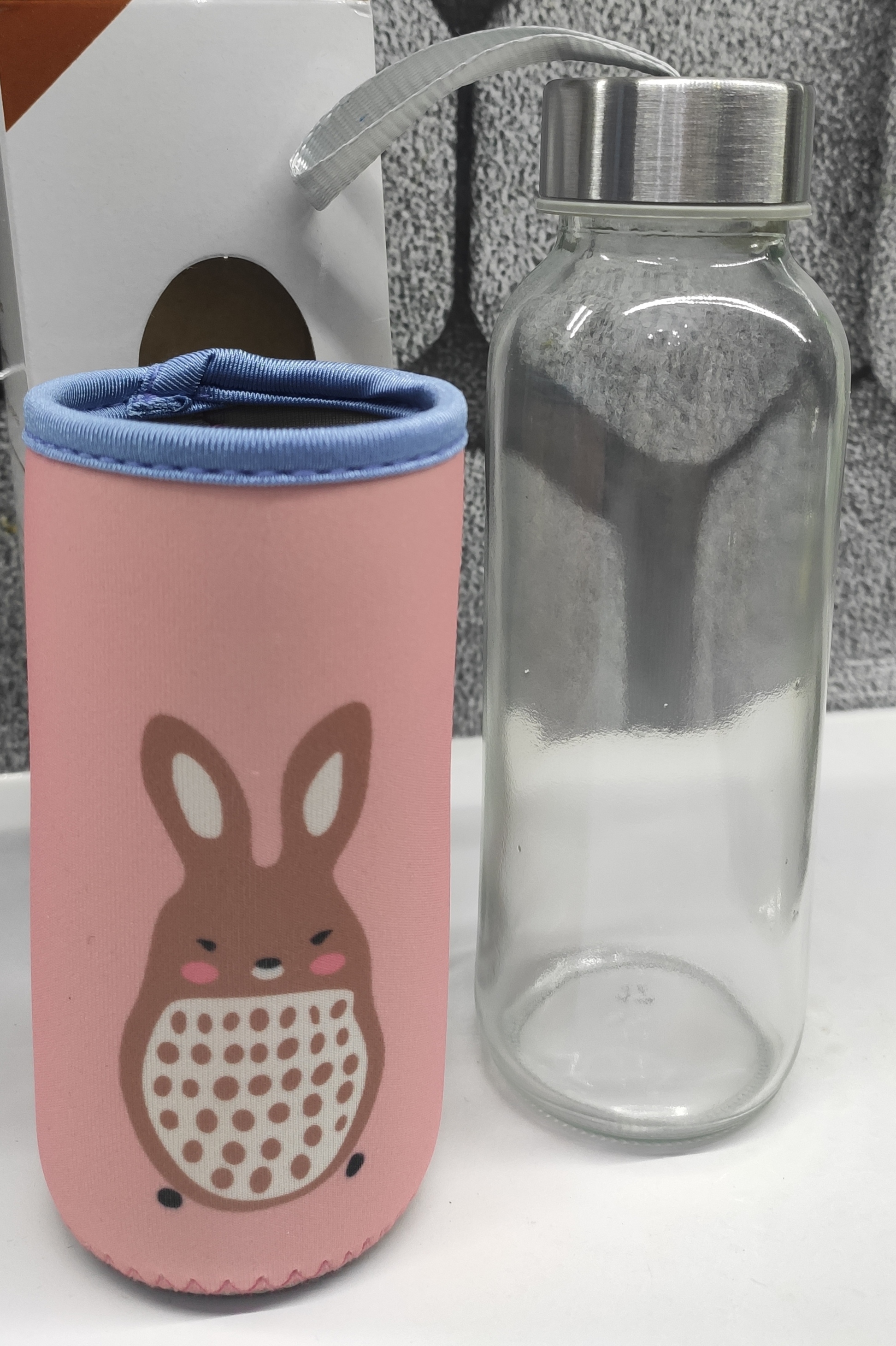 Фотография покупателя товара Бутылка для воды стеклянная в чехле «Весёлые зверята», 300 мл, h=17 см, цвета МИКС