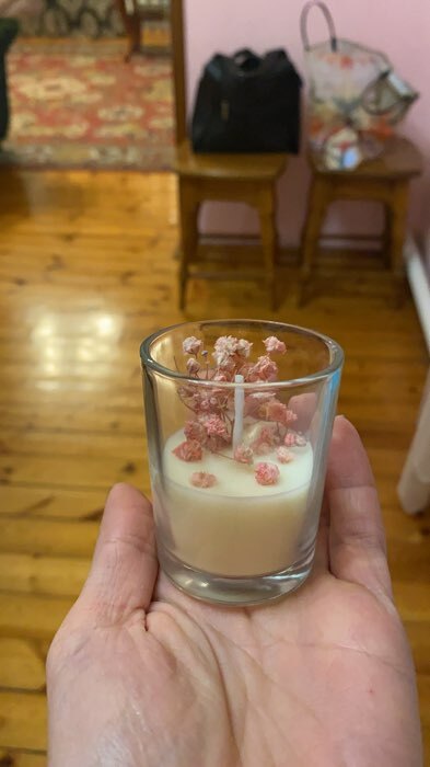 Фотография покупателя товара Свеча ароматическая в стакане "Нюд", 5х6 см, ваниль - Фото 4
