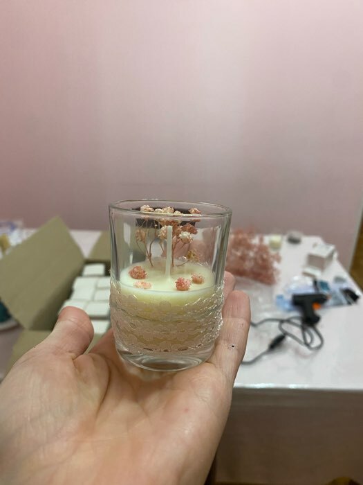 Фотография покупателя товара Свеча ароматическая в стакане "Нюд", 5х6 см, ваниль