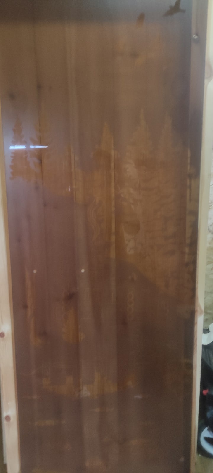 Фотография покупателя товара Дверь для бани и сауны "Банька в лесу", сатин, 6мм, УФ-печать,190х67см, Добропаровъ - Фото 2